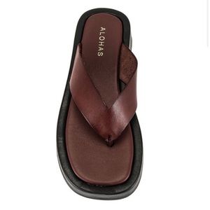 ALOHAS Overcast Leather Platform Sandal in Burgundy Size 7.5